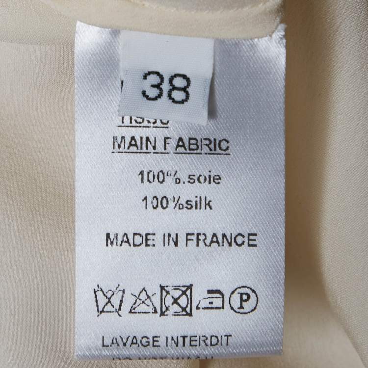 Pre Owned بلوزة بلمان ساتان بيج بربطة تفاصيل حافة خام مقاس متوسط - ميديم