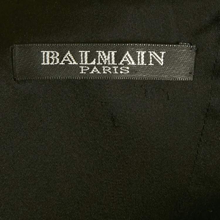 Pre Owned Balmain Black Velvet Strapless Mini Dress M