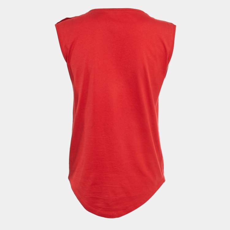 Pre Owned Balmain Red Cotton Sleeveless Top S