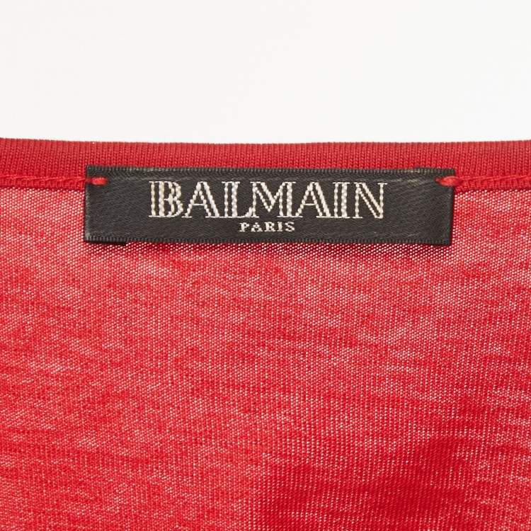 Pre Owned Balmain Red Cotton Sleeveless Top S