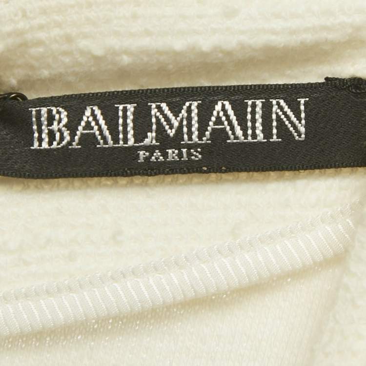 Pre Owned Balmain White Cotton Button Detail Mini Dress S