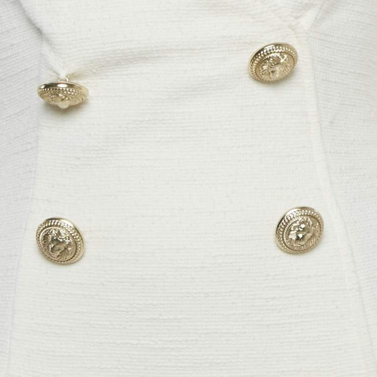 Pre Owned Balmain White Cotton Button Detail Mini Dress S
