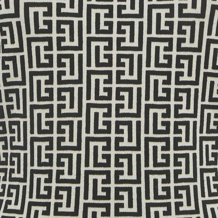 Pre Owned Balmain Beige/Black Monogram Knit Bodycon Dress M