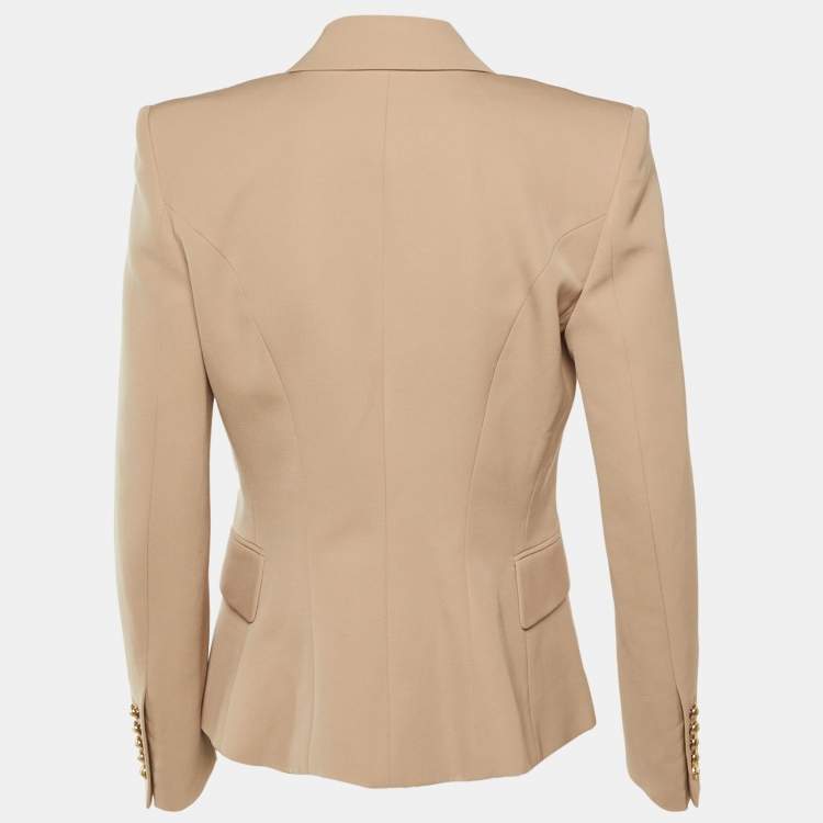 Pre Owned Balmain Beige Wool Double Breasted Blazer M