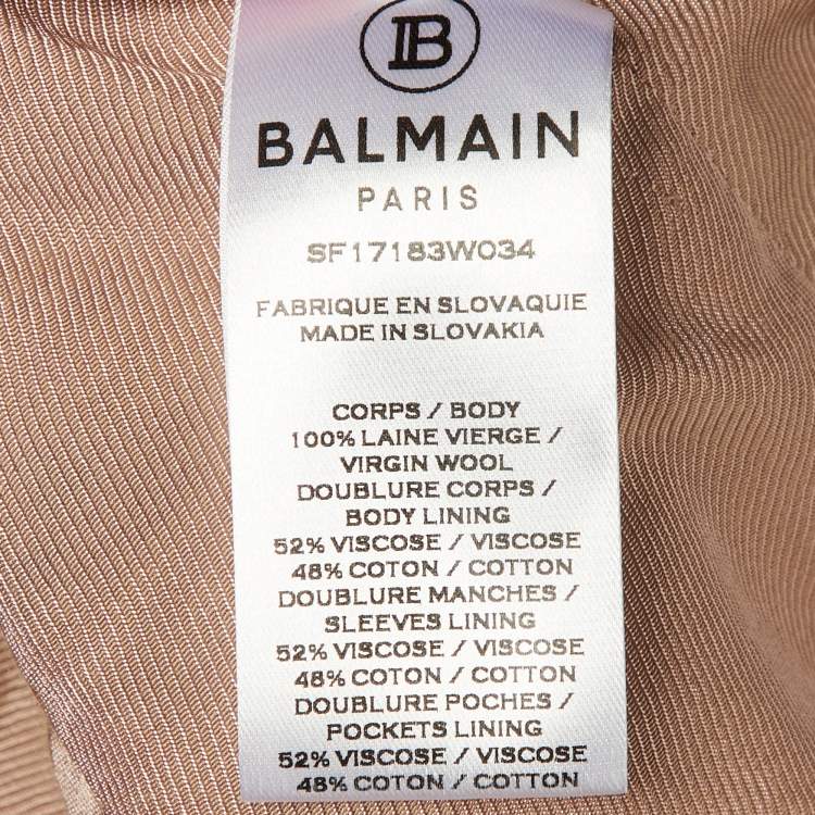 Pre Owned Balmain Beige Wool Double Breasted Blazer M