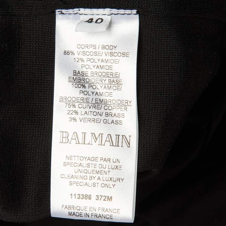 Pre Owned Balmain Black Embellished Detail Jersey One Shoulder Maxi Dress M