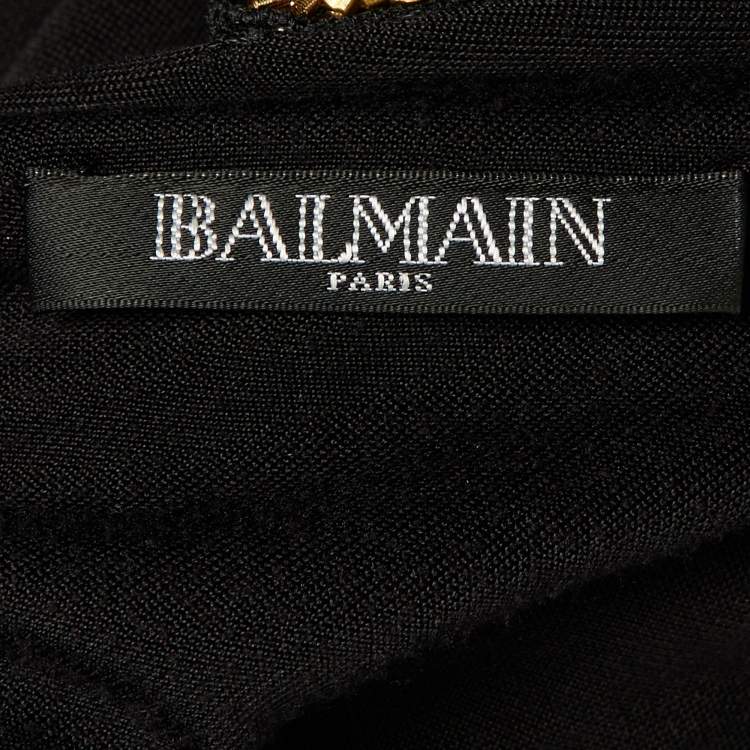 Pre Owned Balmain Black Embellished Detail Jersey One Shoulder Maxi Dress M