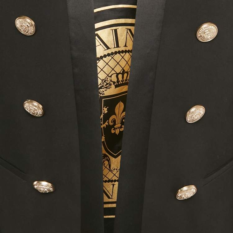 Pre Owned Balmain Black Button Detail Open Front Blazer XXL