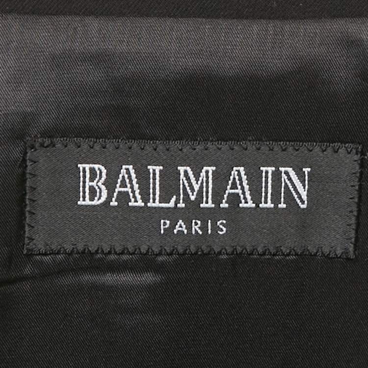 Pre Owned Balmain Black Button Detail Open Front Blazer XXL