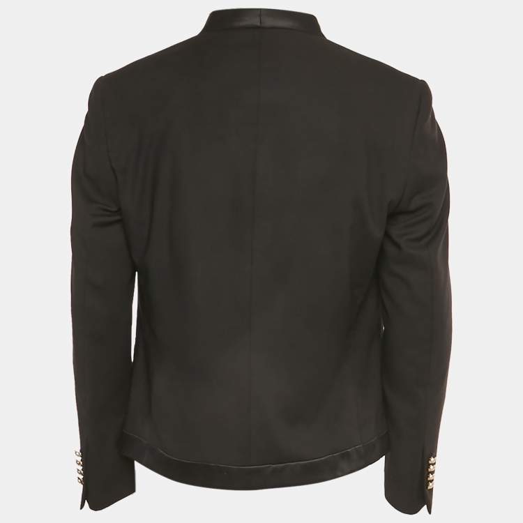 Pre Owned Balmain Black Button Detail Open Front Blazer XXL