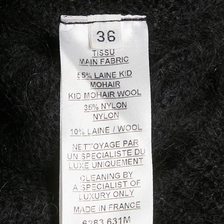 Pre Owned Balmain Black Mohair Rib Knit Button Detail Sweater S