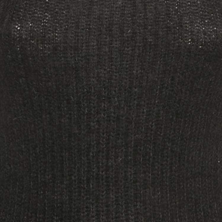 Pre Owned Balmain Black Mohair Rib Knit Button Detail Sweater S
