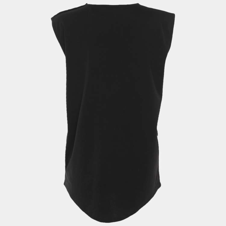 Pre Owned Balmain Black Jersey Logo Tank Top S