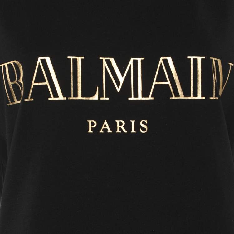 Pre Owned Balmain Black Jersey Logo Tank Top S