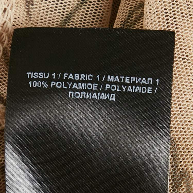 Pre Owned Balmain Beige Love Letter-Print Stretch Mesh Sheer Top S