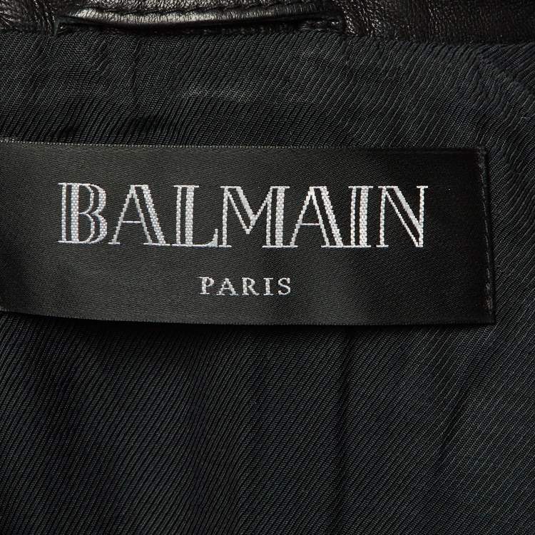 Pre Owned Balmain Black Leather Biker Jacket M