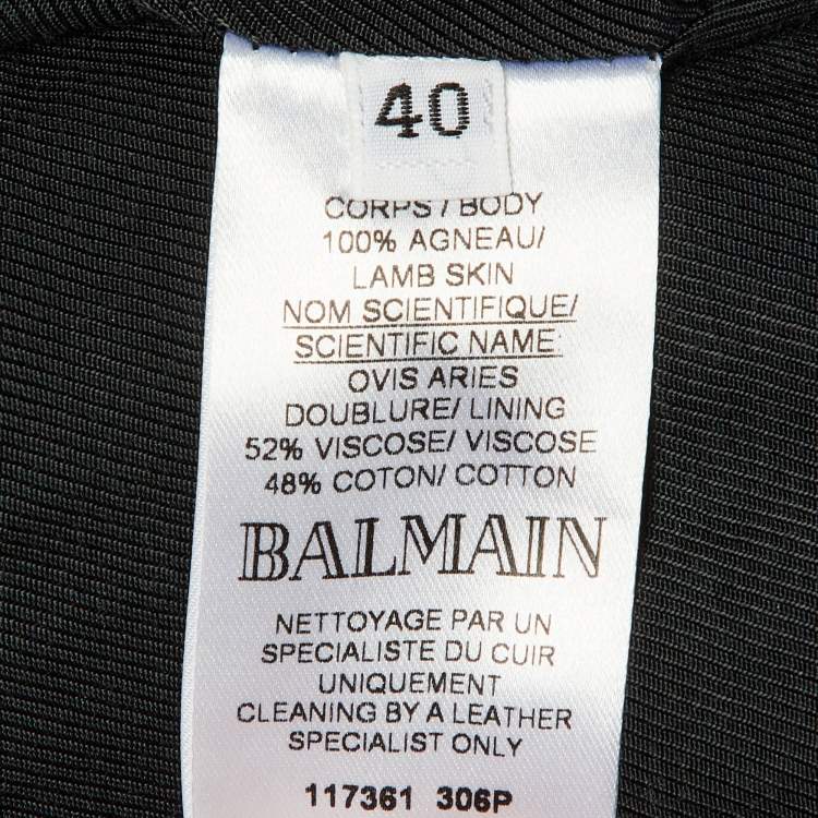 Pre Owned Balmain Black Leather Biker Jacket M