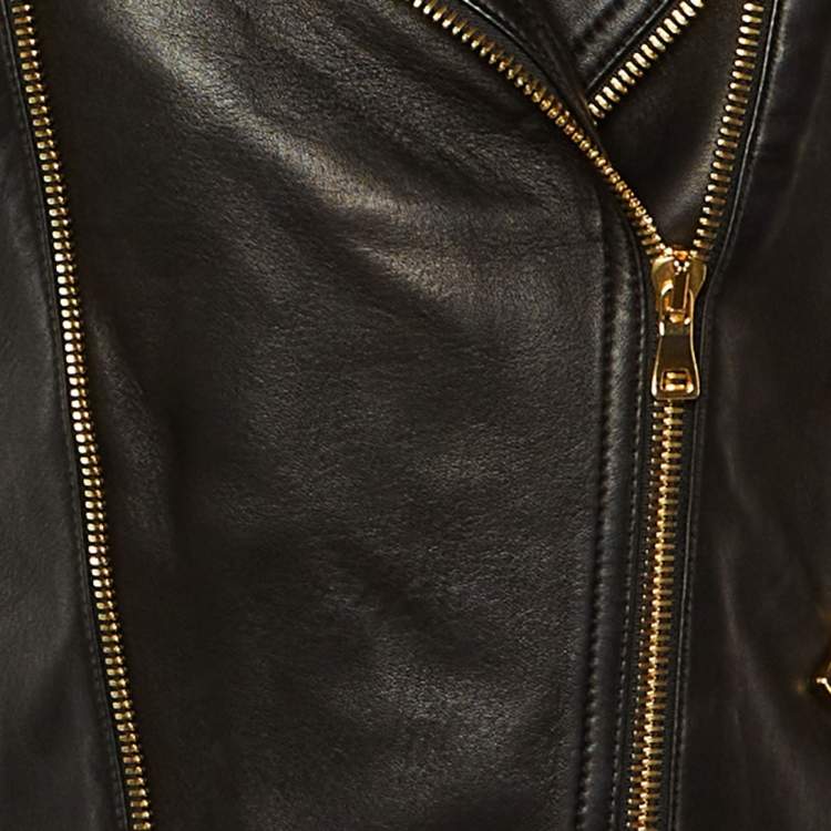 Pre Owned Balmain Black Leather Biker Jacket M