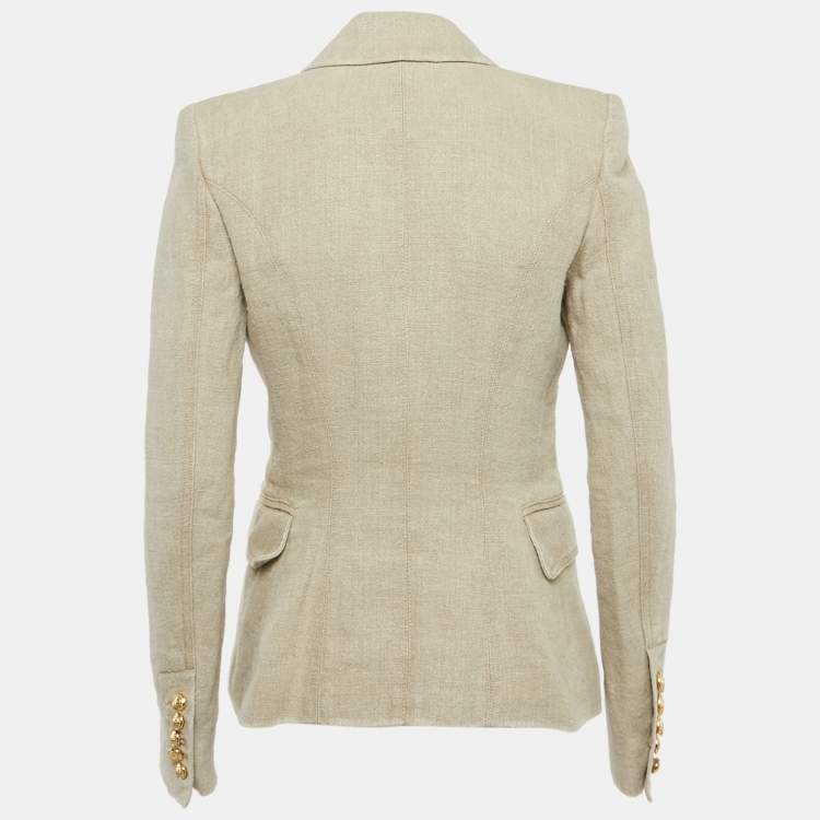 Pre Owned Balmain Beige Linen Double Breasted Blazer M