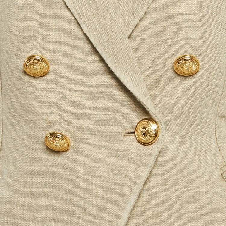 Pre Owned Balmain Beige Linen Double Breasted Blazer M