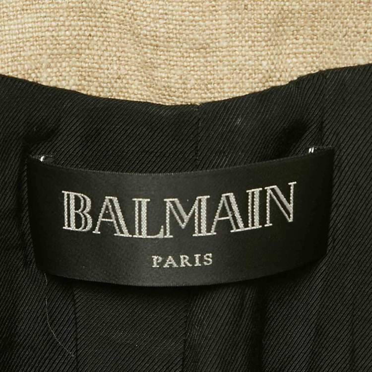 Pre Owned Balmain Beige Linen Double Breasted Blazer M