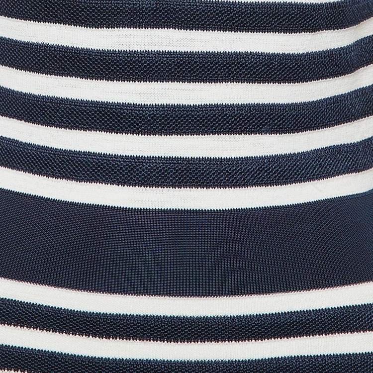 Pre Owned فستان قصير تريكو مخطط باللونين الأزرق ال داكن والأبيض من بالمان مقاس متوسط (ميديم)