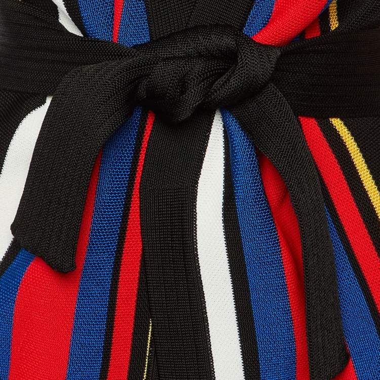 Pre Owned Balmain Multicolor Striped Knit Open Front Cardigan M