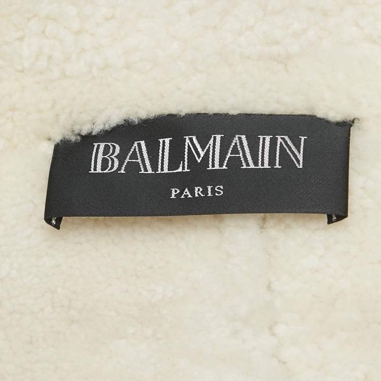 مملوكة مسبقًا Balmain Light Blue Lambskin Real Fur Double Breasted Coat M