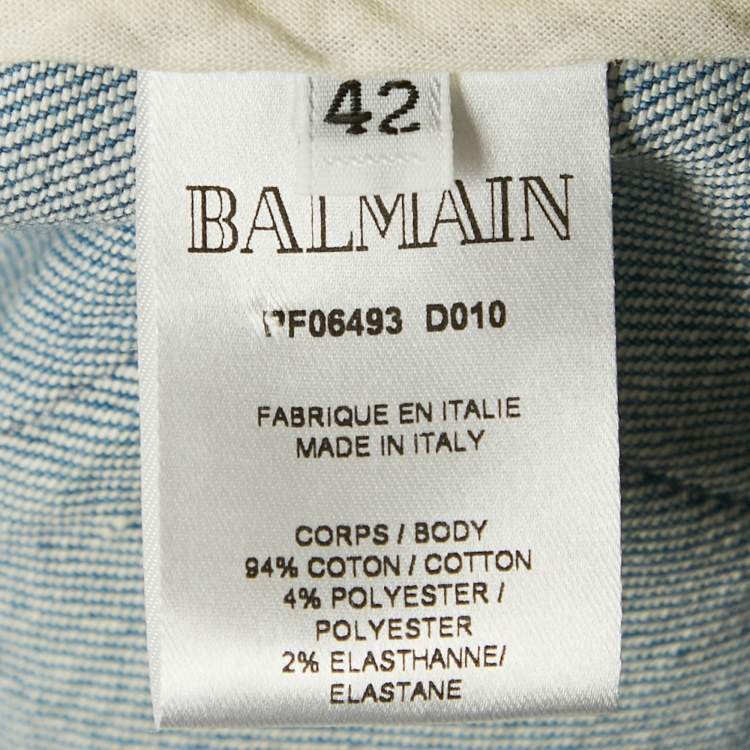 Pre Owned Balmain Blue Denim Slim Fit Mini Dress L