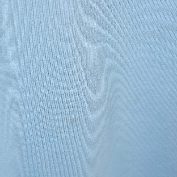 Pre Owned Balmain Blue Logo Print Cotton Hooded Sweatshirt L