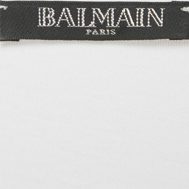 Pre Owned Balmain White Logo Print Jersey Sleeveless T-Shirt S
