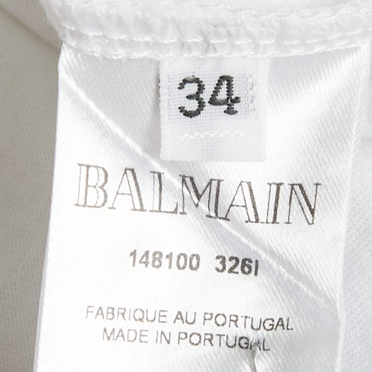 Pre Owned Balmain White Logo Print Jersey Sleeveless T-Shirt S