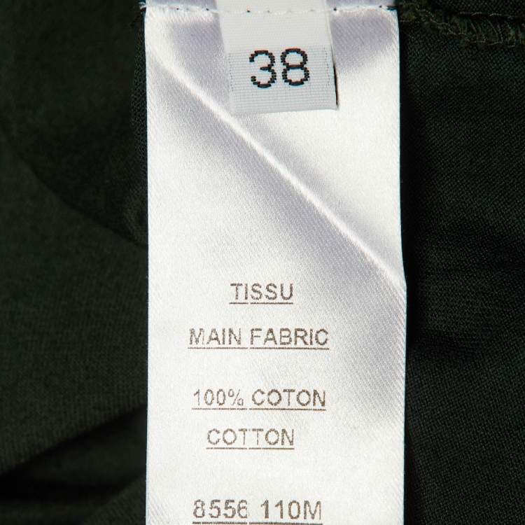 Pre Owned Balmain Green Cotton Button Detail Long Sleeve Top M