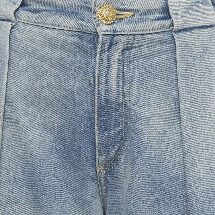 Pre Owned Balmain Blue Denim Wide-Leg Loose Fit Jeans S/ Waist 26"