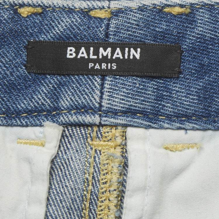 Pre Owned Balmain Blue Denim Wide-Leg Loose Fit Jeans S/ Waist 26"