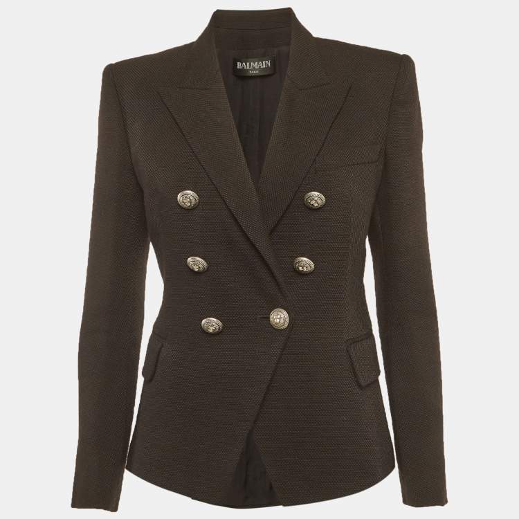 Pre Owned Balmain Black Wool Blend Double Breasted Blazer M