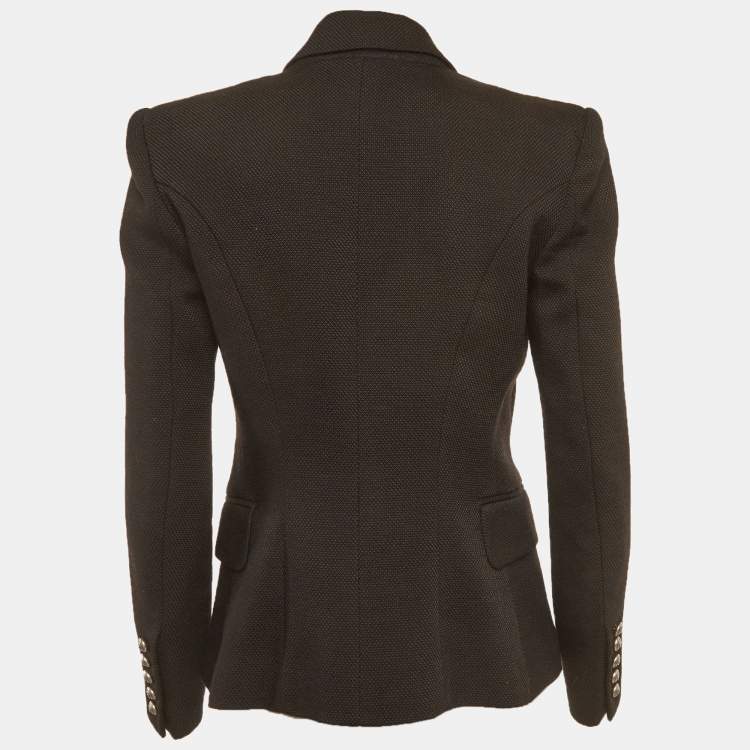 Pre Owned Balmain Black Wool Blend Double Breasted Blazer M