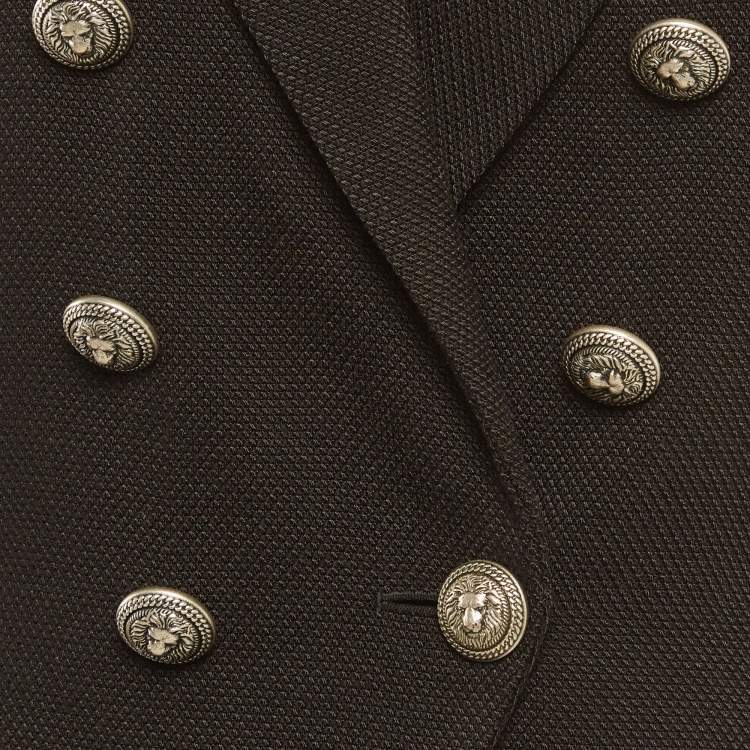 Pre Owned Balmain Black Wool Blend Double Breasted Blazer M