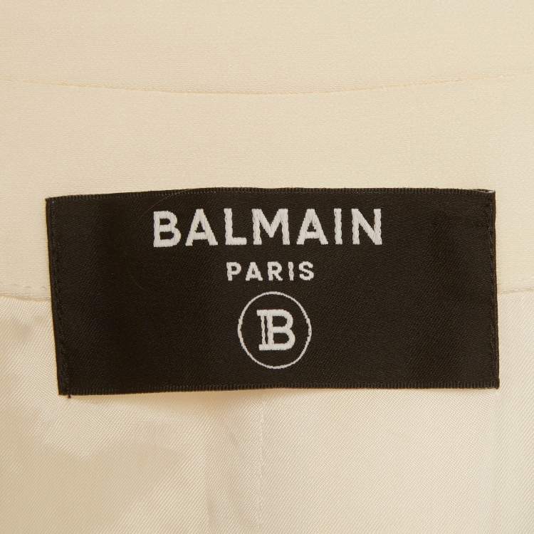 Pre Owned Balmain White/Blue Denim & Crepe Hybrid Blazer M