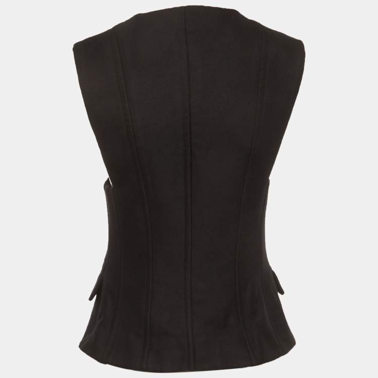 Pre Owned Balmain Black Silk Blend Pocket Detail Sleeveless Jacket M