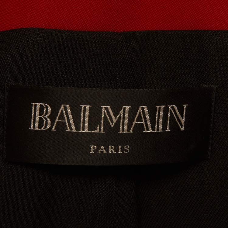 Pre Owned Balmain Red Wool Double Breasted Blazer M