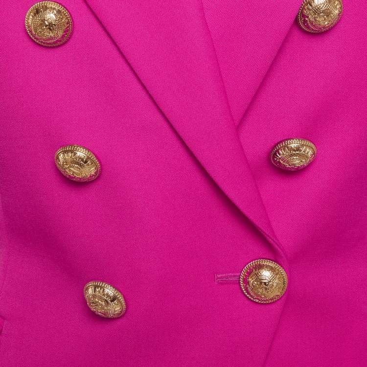 Pre Owned Balmain Pink Wool Double Breasted Blazer M