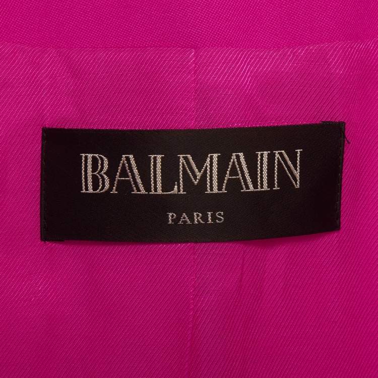 Pre Owned Balmain Pink Wool Double Breasted Blazer M