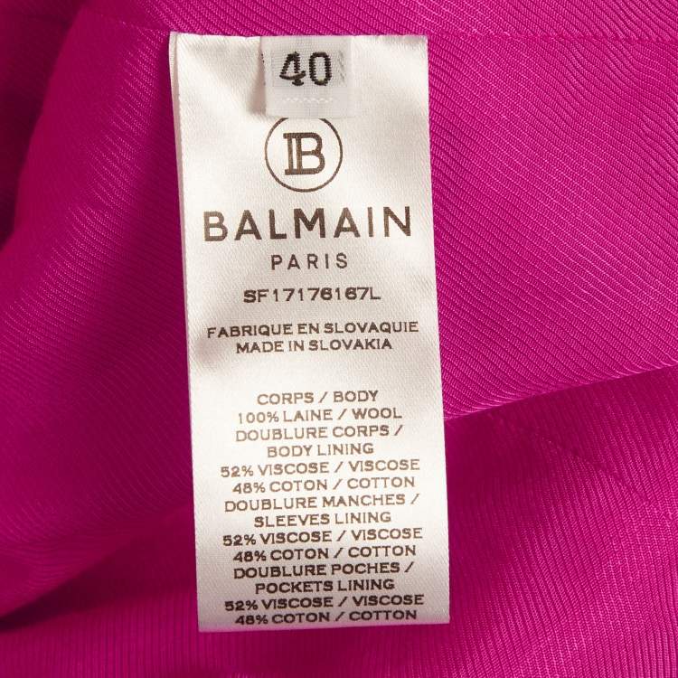 Pre Owned Balmain Pink Wool Double Breasted Blazer M