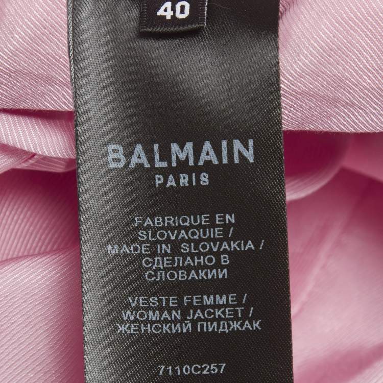 Pre Owned Balmain Pink Tweed Double Breasted Blazer M