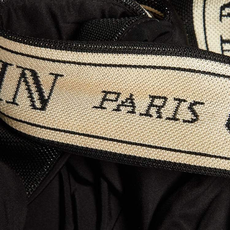 Pre Owned Balmain Black Striped Logo Jacquard Halterneck Mini Dress M