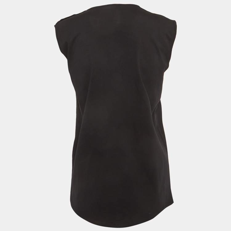 Pre Owned Balmain Black Logo Print Jersey Tank Top M
