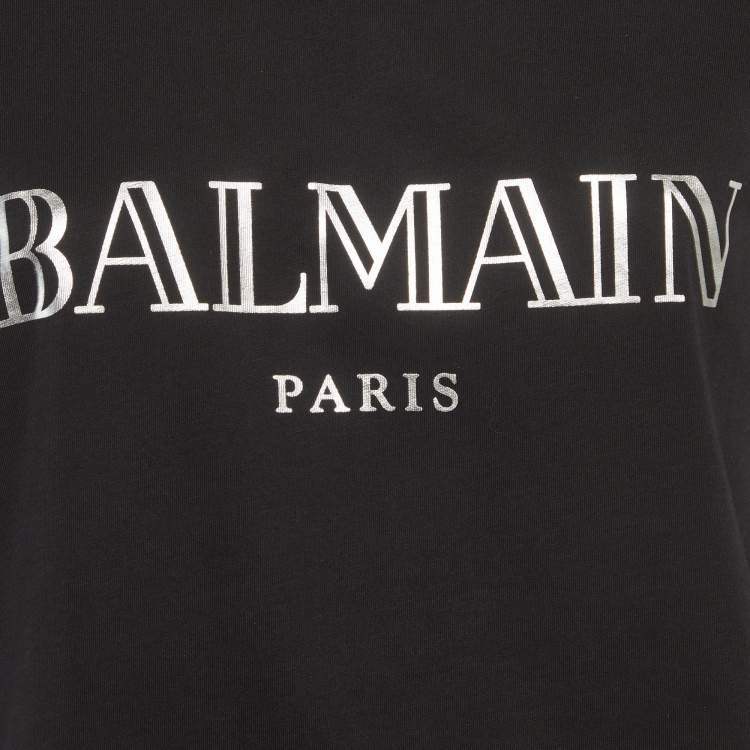 Pre Owned Balmain Black Logo Print Jersey Tank Top M