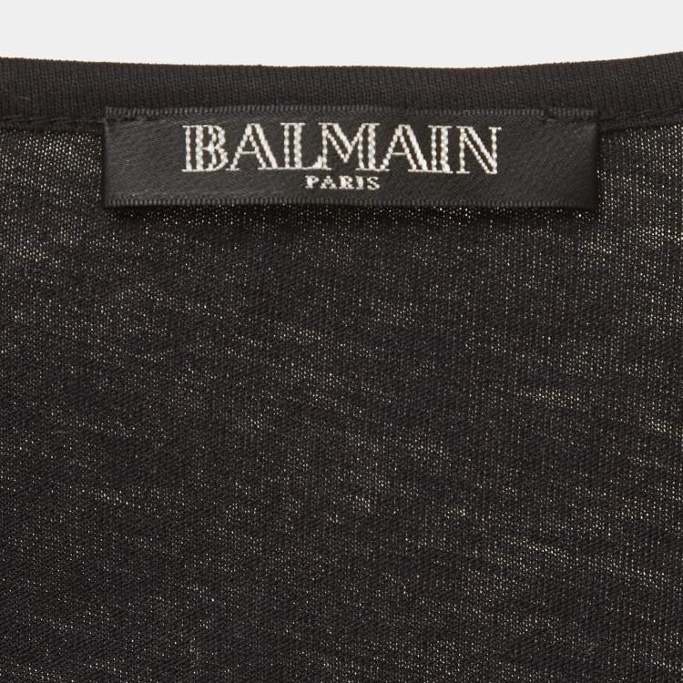 Pre Owned Balmain Black Logo Print Jersey Tank Top M