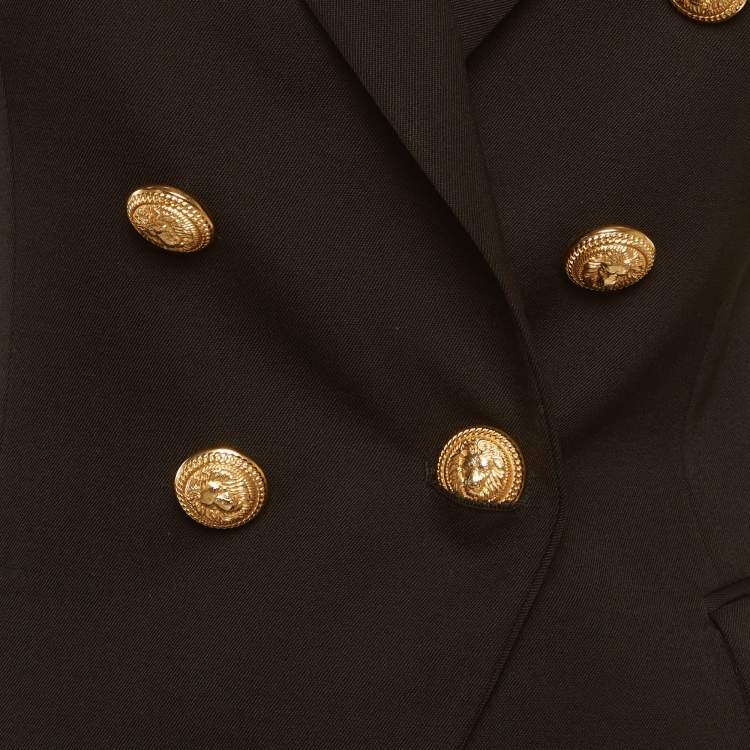 Pre Owned Balmain Black Wool Double Breasted Blazer S